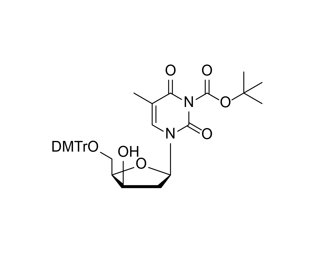 Structure of 5'-O-DMTr-3'-β-OH-2'-5-Me-dU(Boc)