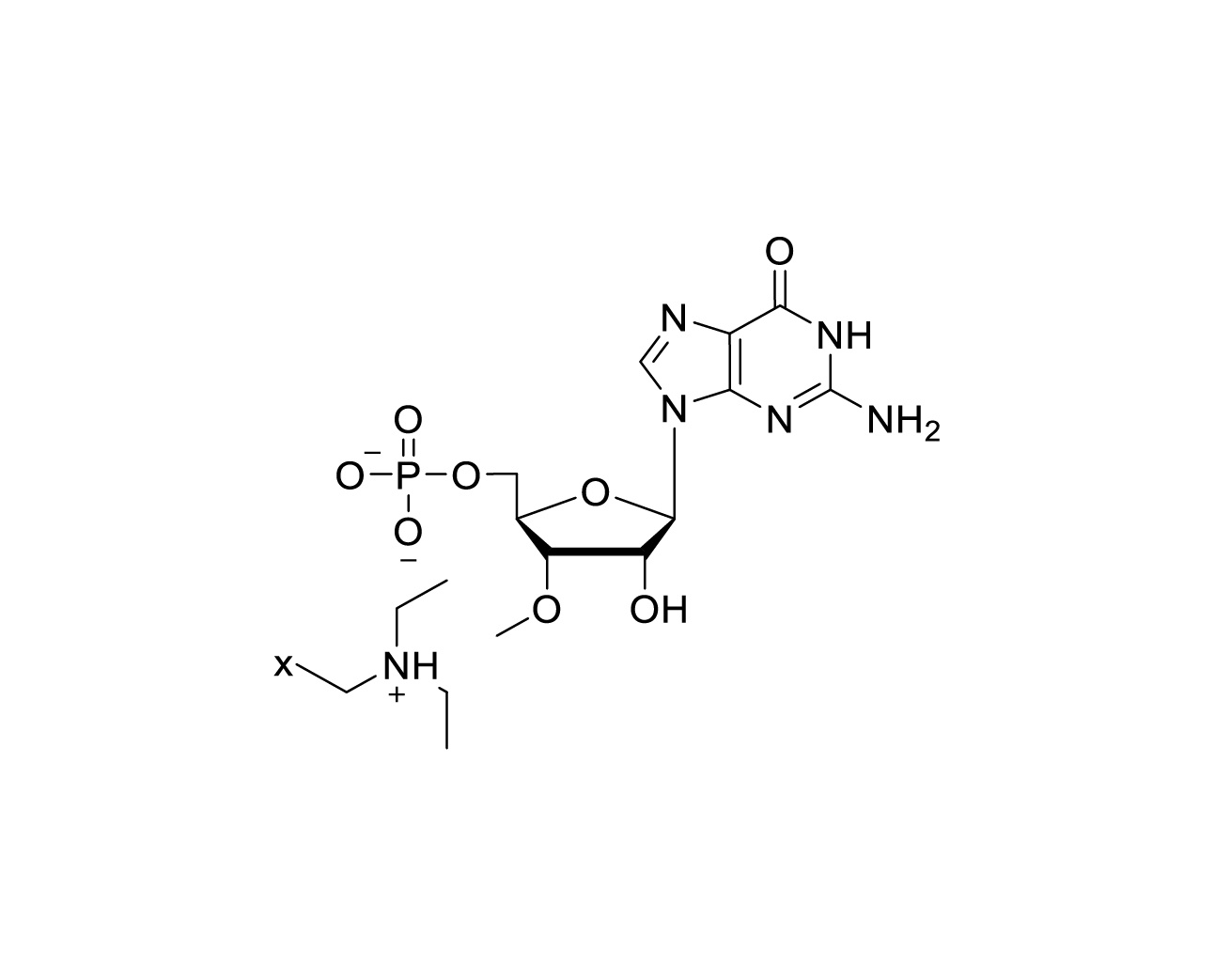Chemical structure of 3'-OMe-GMP TEA Salt