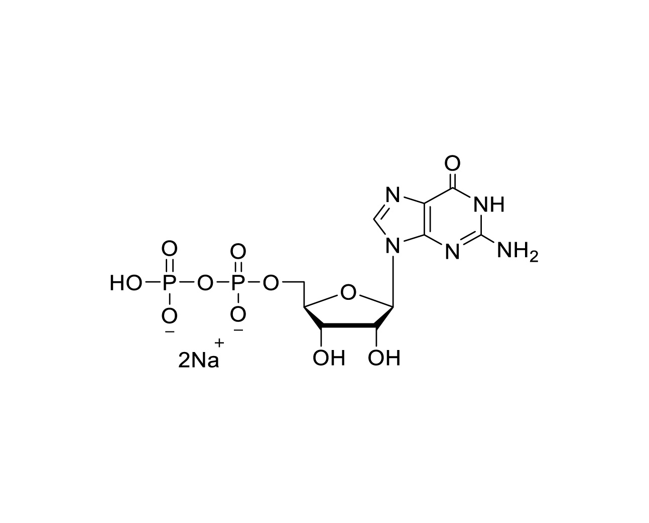 Structure of guanosine 5'-diphosphate disodium salt