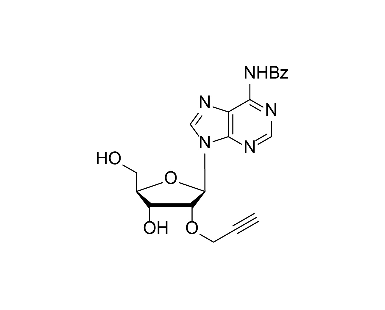 Structure of N6-benzoyl-2'-O-propargyladenosine