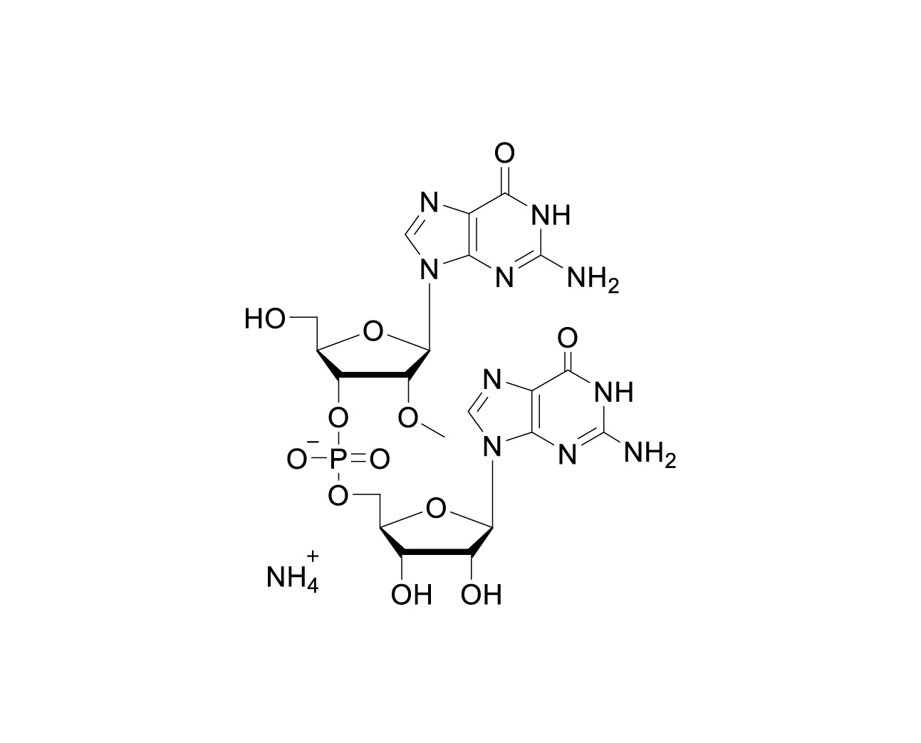 Chemical structure of 5'-OH-(2'OMe-G)pG Ammonium Salt