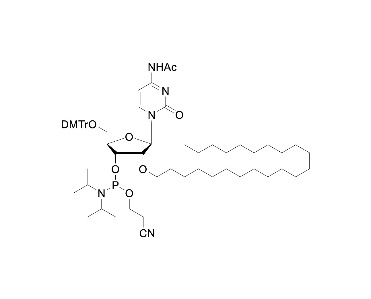 Chemical structure of DMTr-2'-O-C22-rC(Ac)-3'-CE-Phosphoramidite