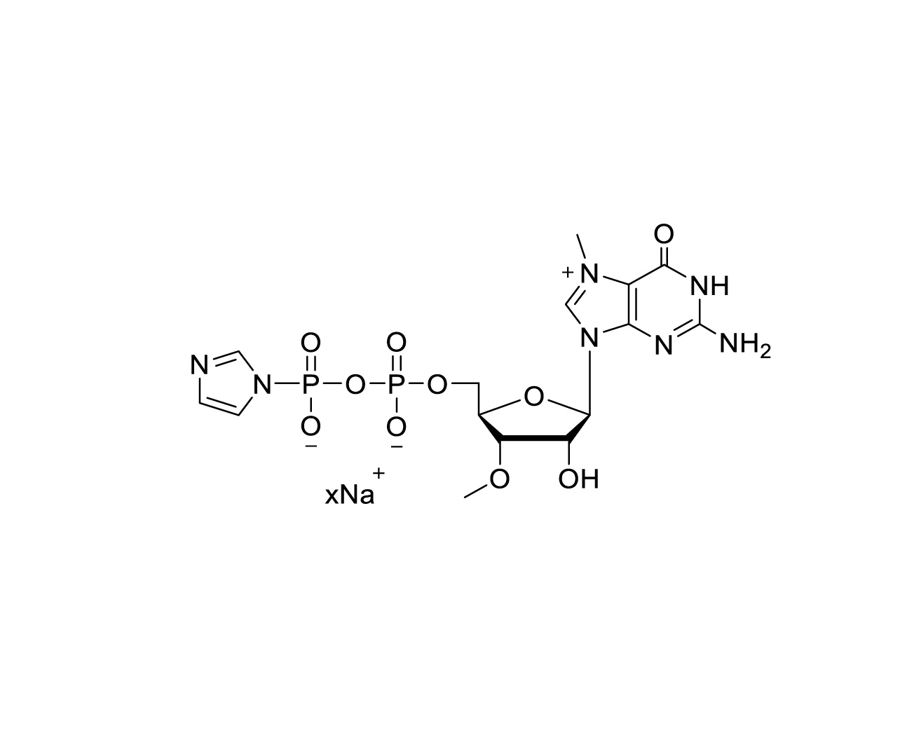 Chemical structure of Im-3'-OMe-m7GDP