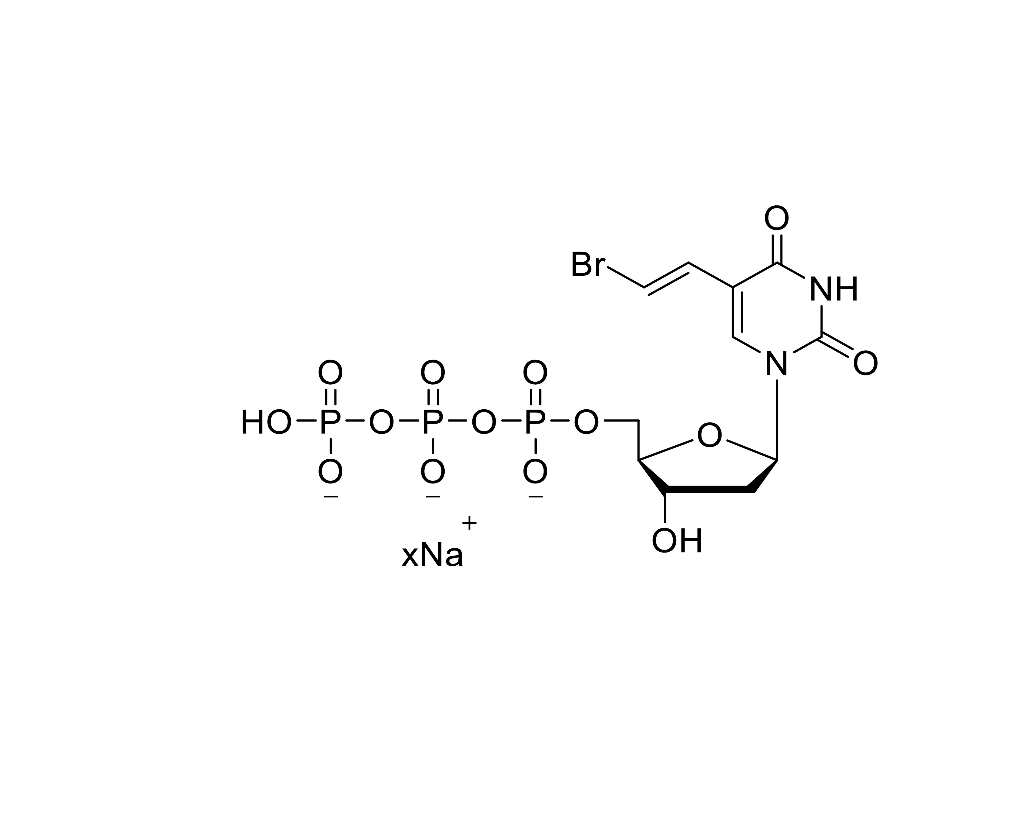 Chemical structure of E-5-(2-bromovinyl)-dUTP sodium salt with unspecified sodium stoichiometry