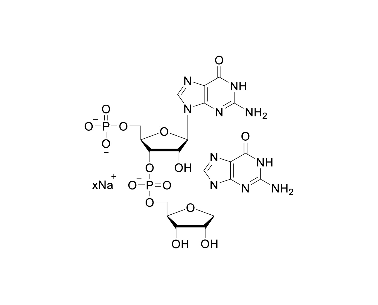 Chemical structure of (5'p-G)pG Sodium Salt
