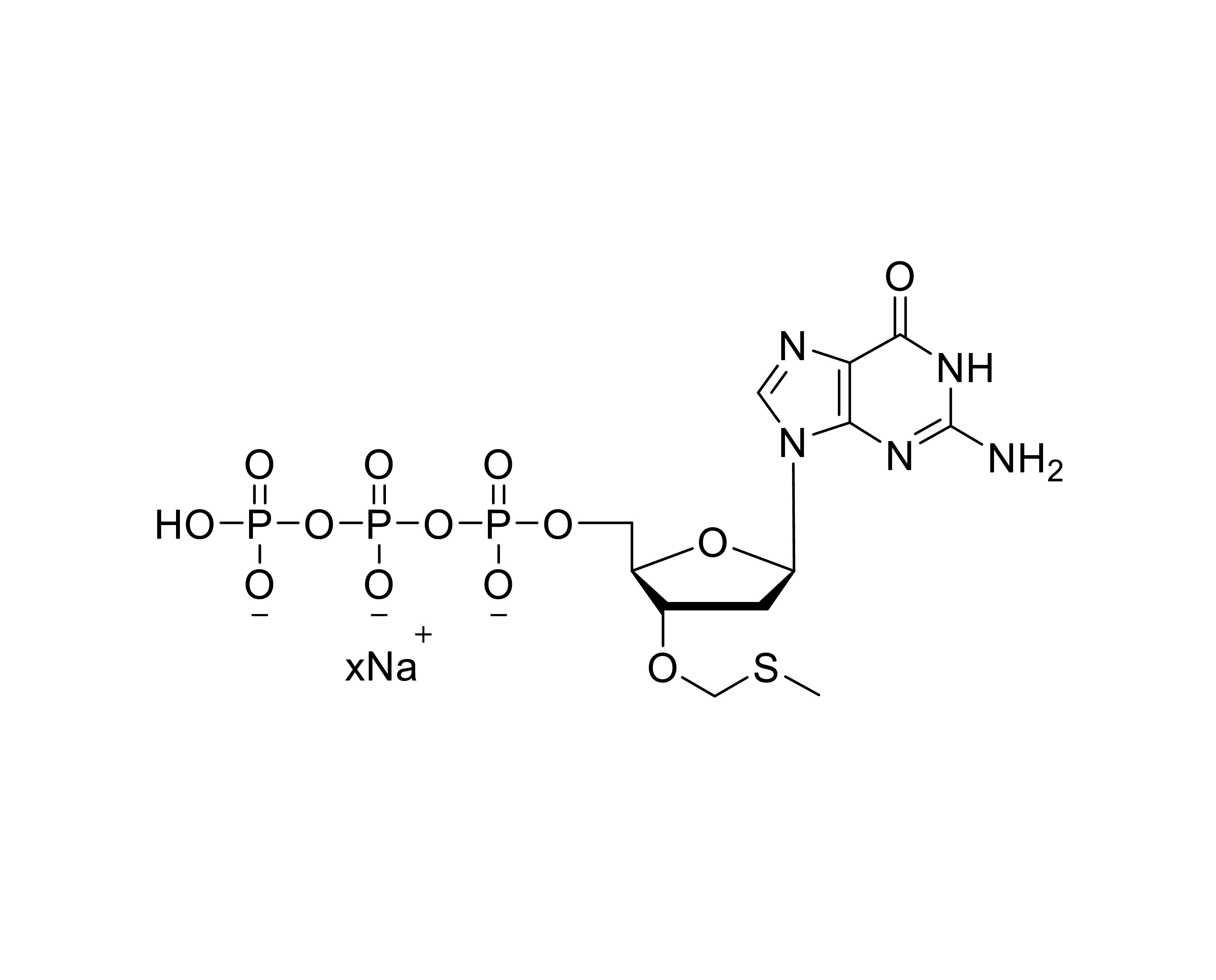 Chemical structure of 3'-O-methylthiomethyl-dGTP sodium salt with unspecified sodium stoichiometry