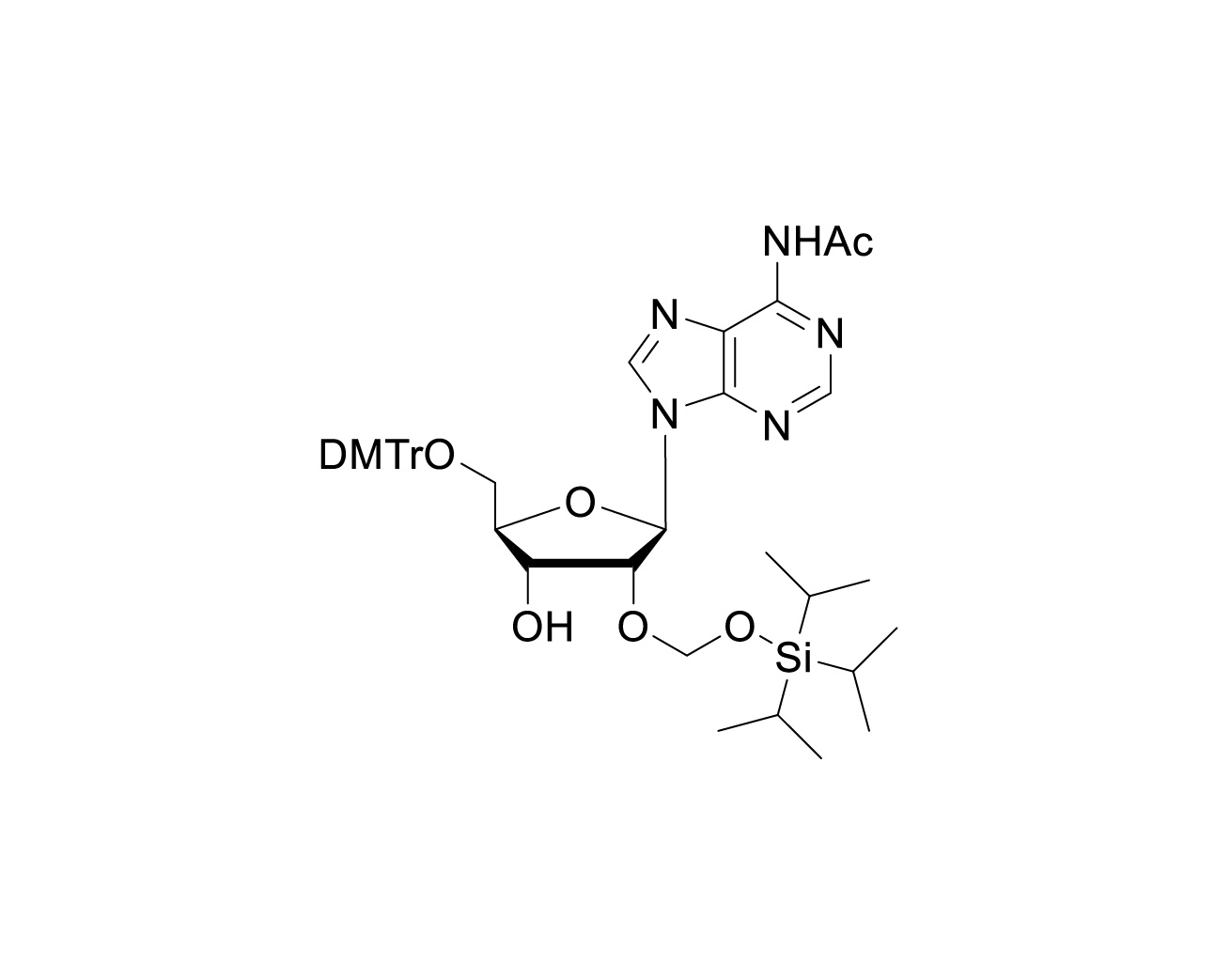 Structure of N6-acetyl-5'-O-DMTr-2'-O-TOM adenosine