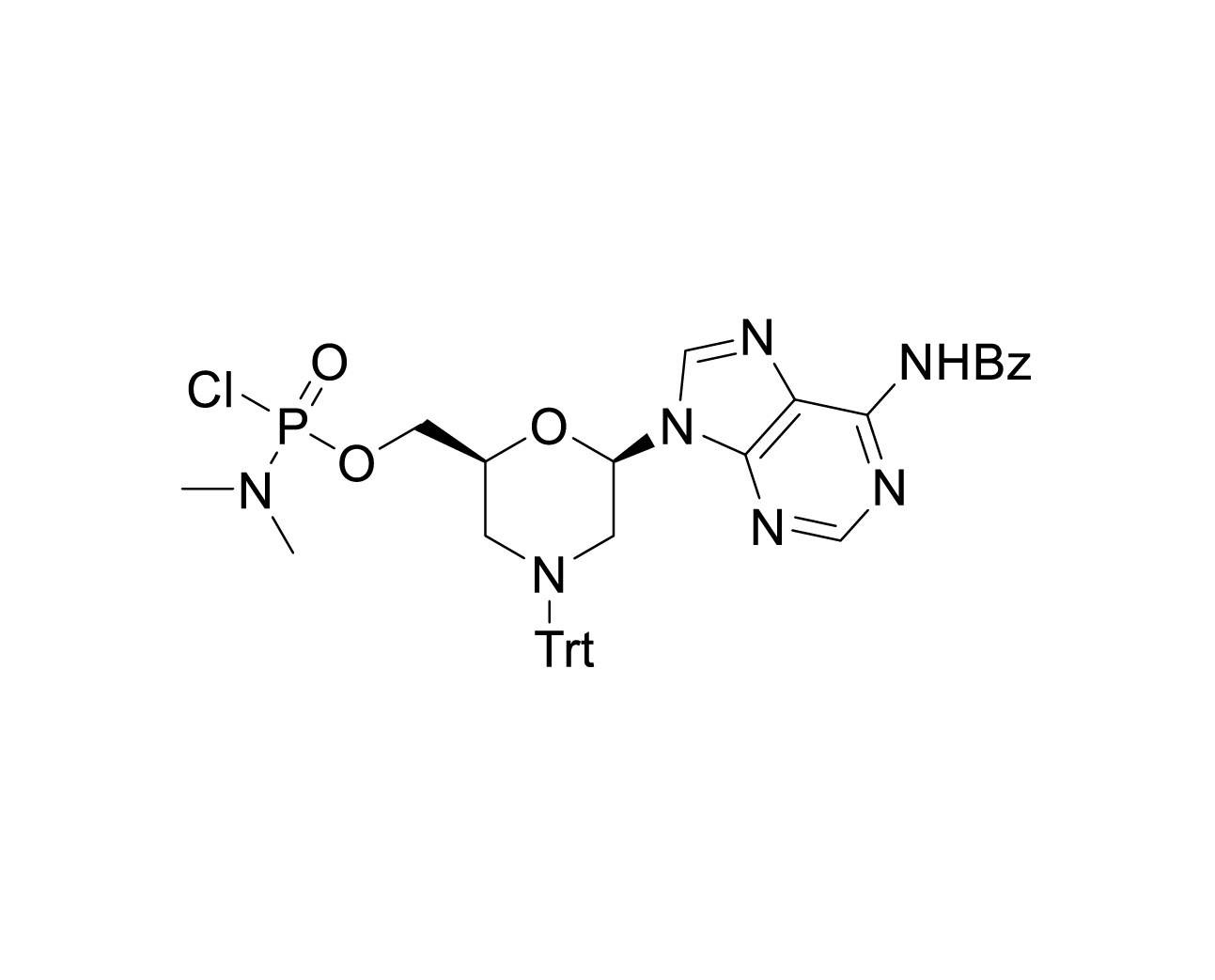 Chemical structure of N6-benzoyl protected adenine PMO monomer