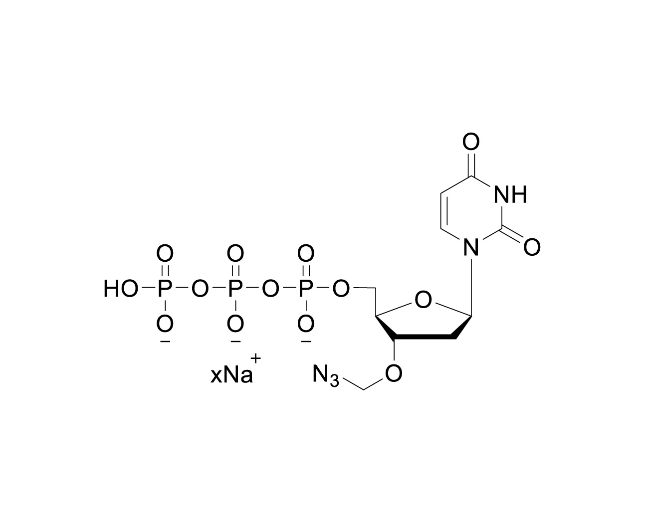 Chemical structure of 3'-O-azidomethyl-dUTP sodium salt with unspecified sodium stoichiometry