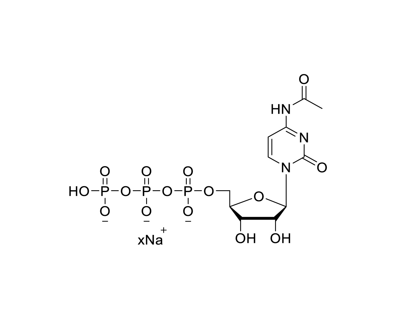 Structure of N4-acetyl-CTP sodium salt with variable sodium stoichiometry