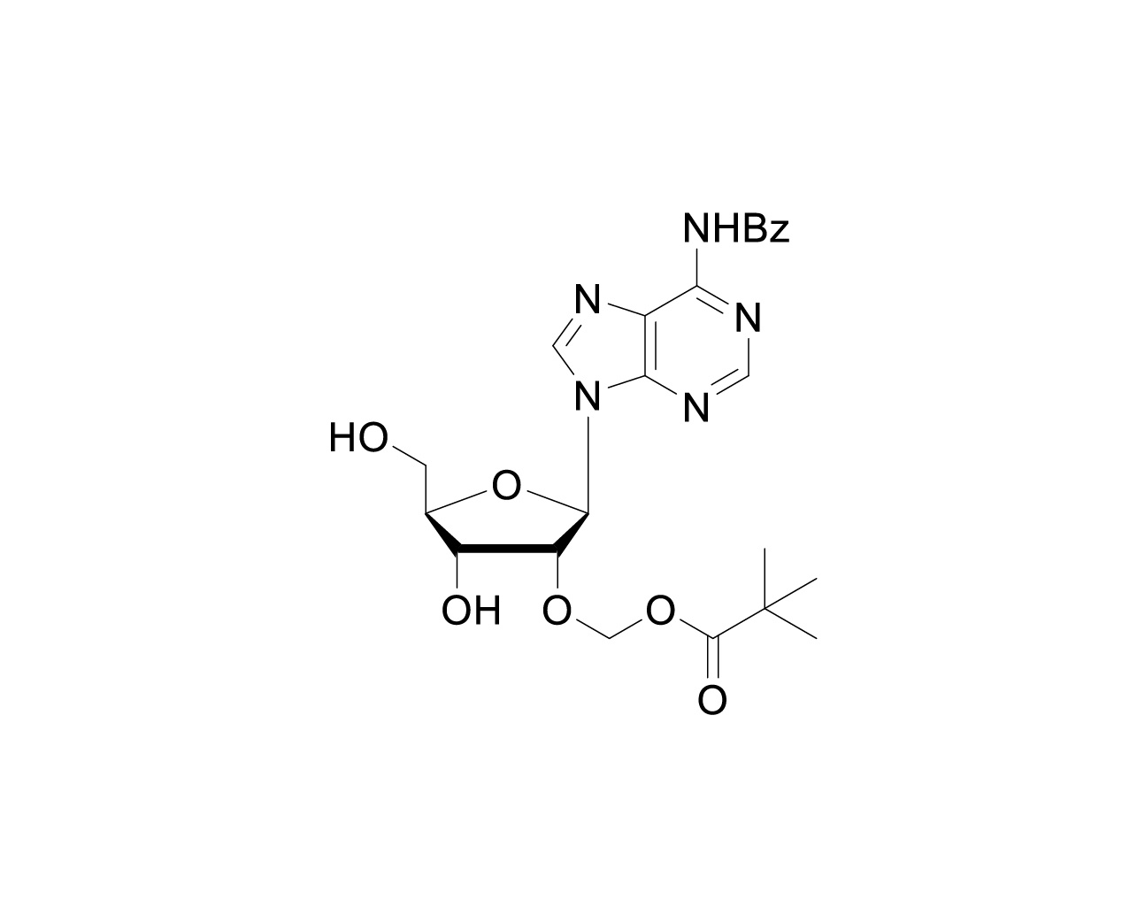 Structure of N6-benzoyl-2'-O-pivaloyloxymethyladenosine