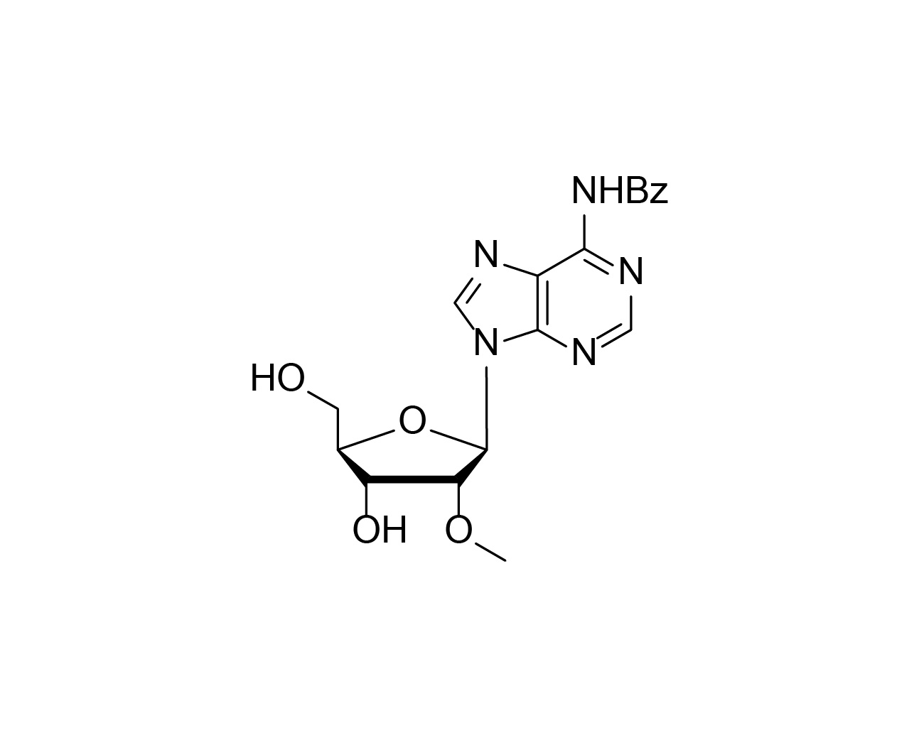 Chemical structure of N6-benzoyl-2'-O-methyladenosine