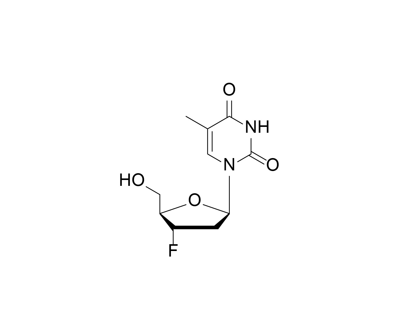 Structure of alovudine (3'-fluorothymidine)
