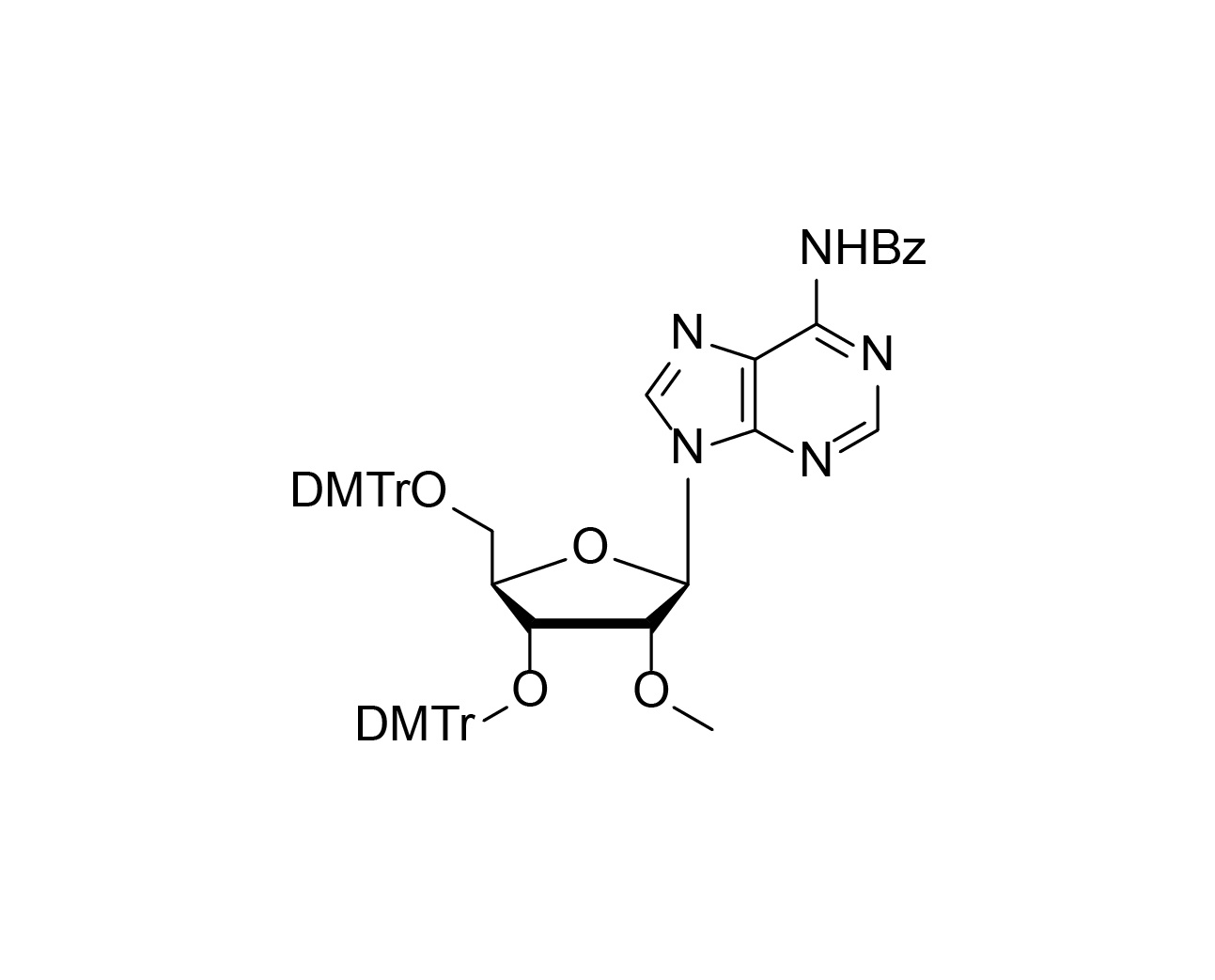 Structure of N6-benzoyl-3',5'-O-DMTr-2'-O-methyladenosine