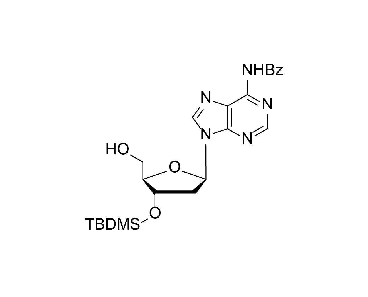 Chemical structure of N6-benzoyl-3'-O-TBDMS-2'-deoxyadenosine