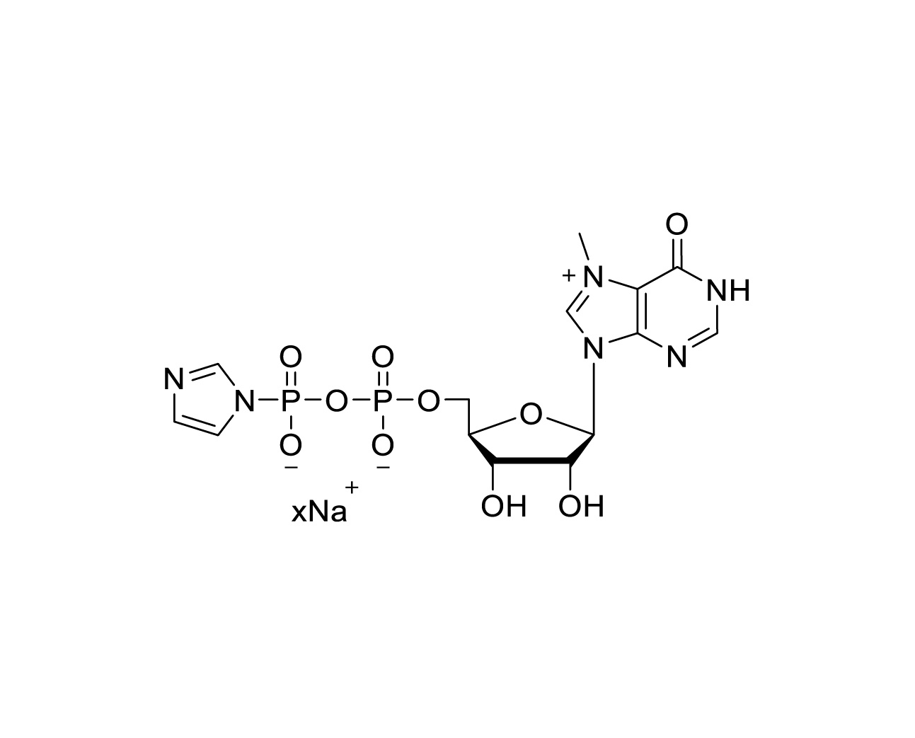 Structure of 7-methylinosine 5'-diphosphate imidazolide, xNa salt