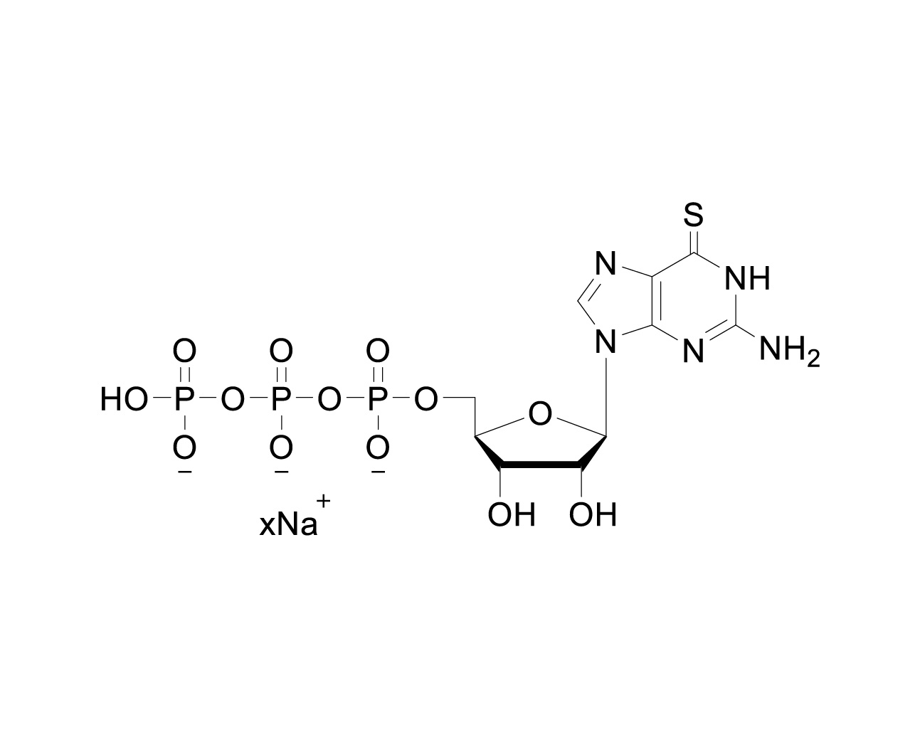 Structure of 6-thioguanosine 5'-triphosphate sodium salt