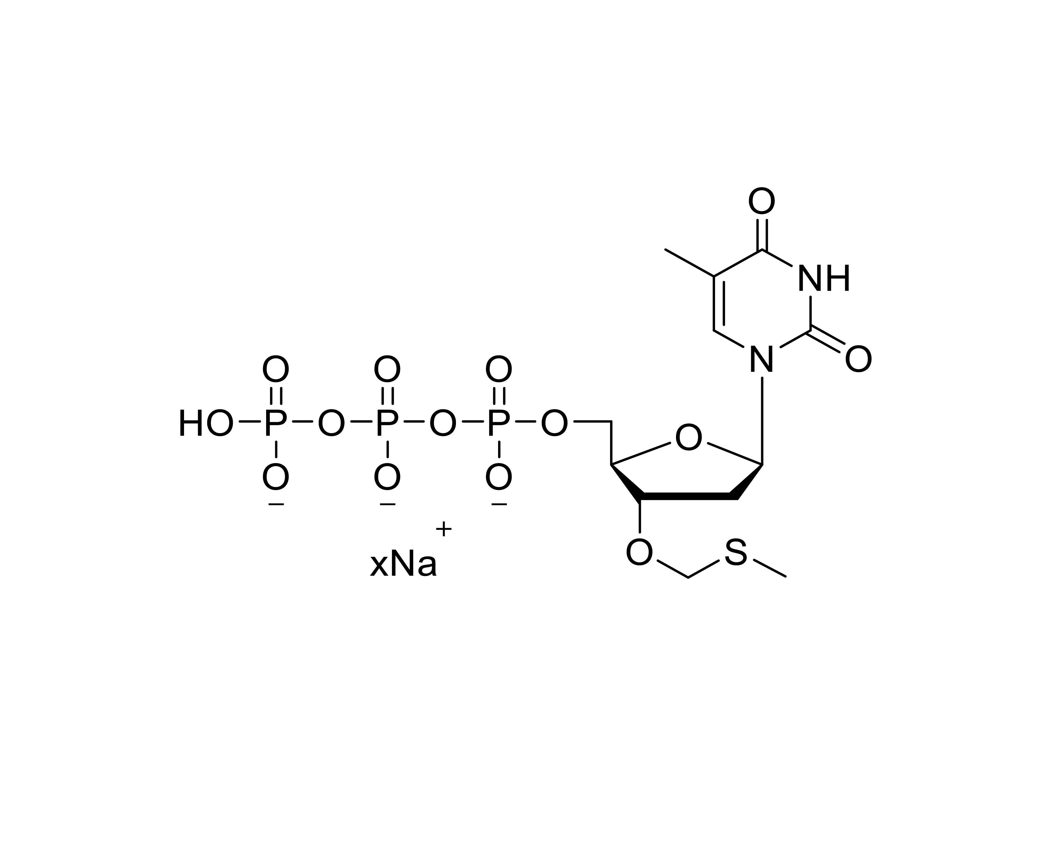 Chemical structure of 3'-O-methylthiomethyl-dTTP sodium salt with unspecified sodium stoichiometry