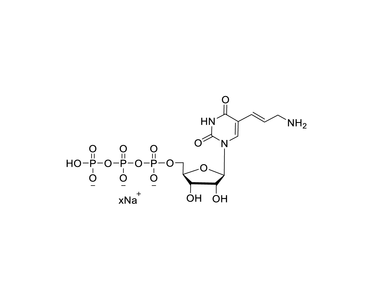Structure of 5-(3-aminoallyl)-UTP sodium salt