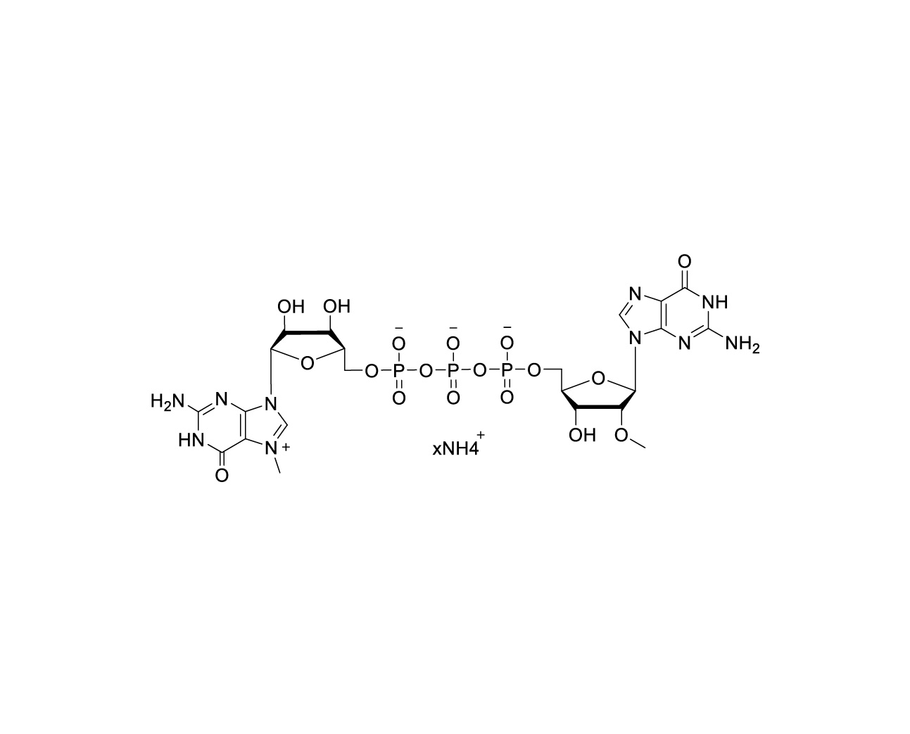 Structure of m7G(5')ppp(5')(2'-OMeG) with variable ammonium counterions