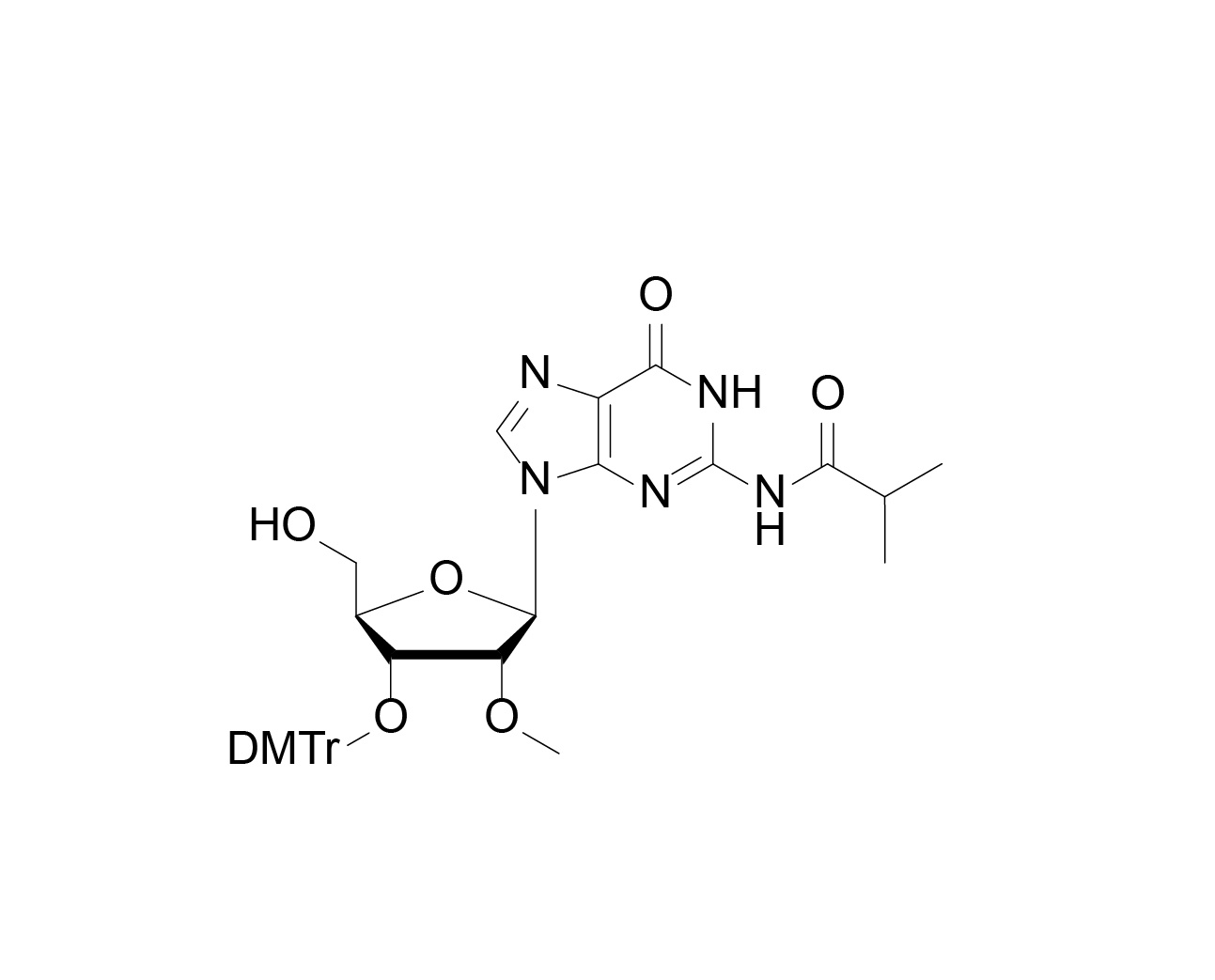 Structure of 3'-O-DMTr-N2-isobutyryl-2'-O-methylguanosine