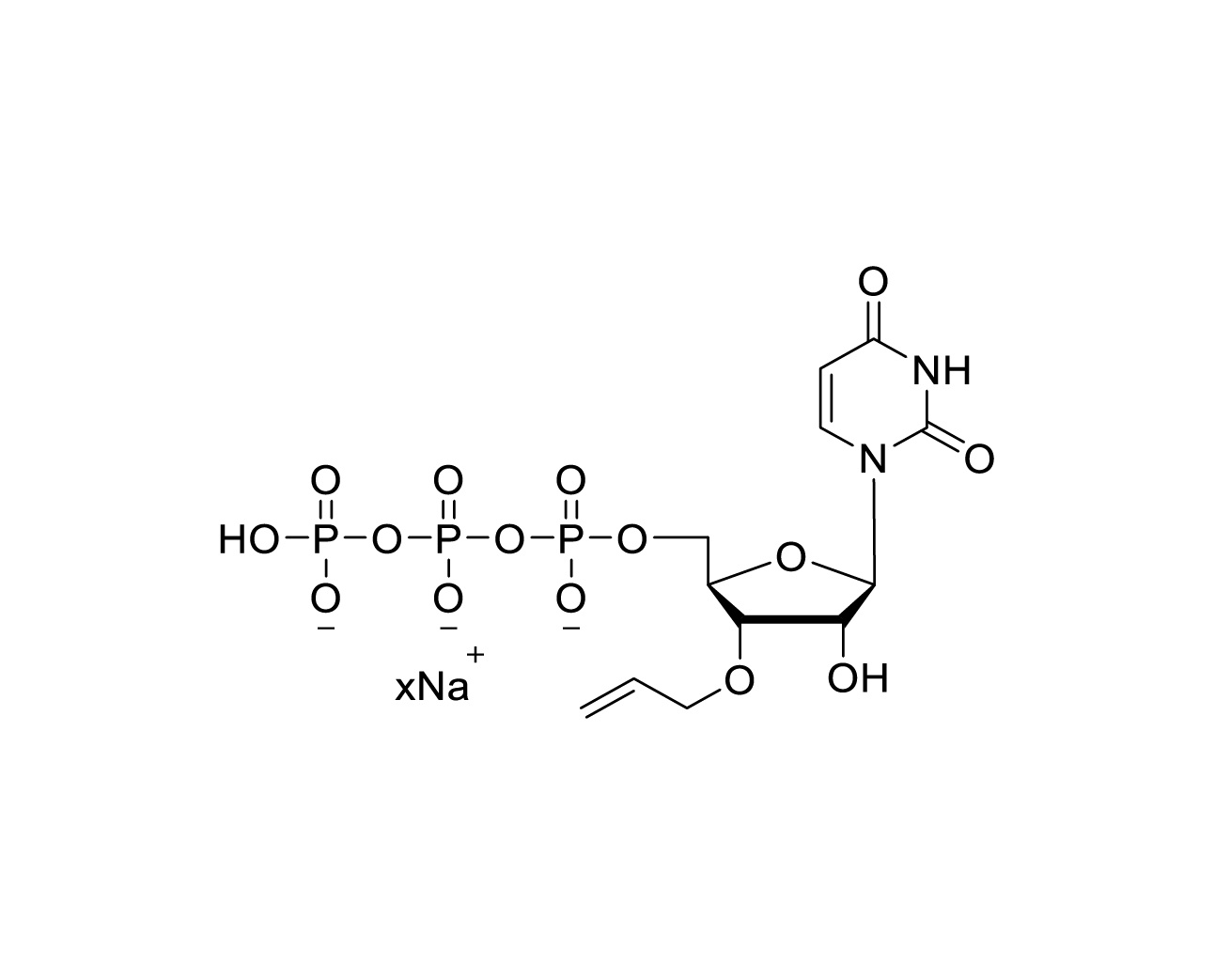Structure of 3'-O-allyl-UTP sodium salt
