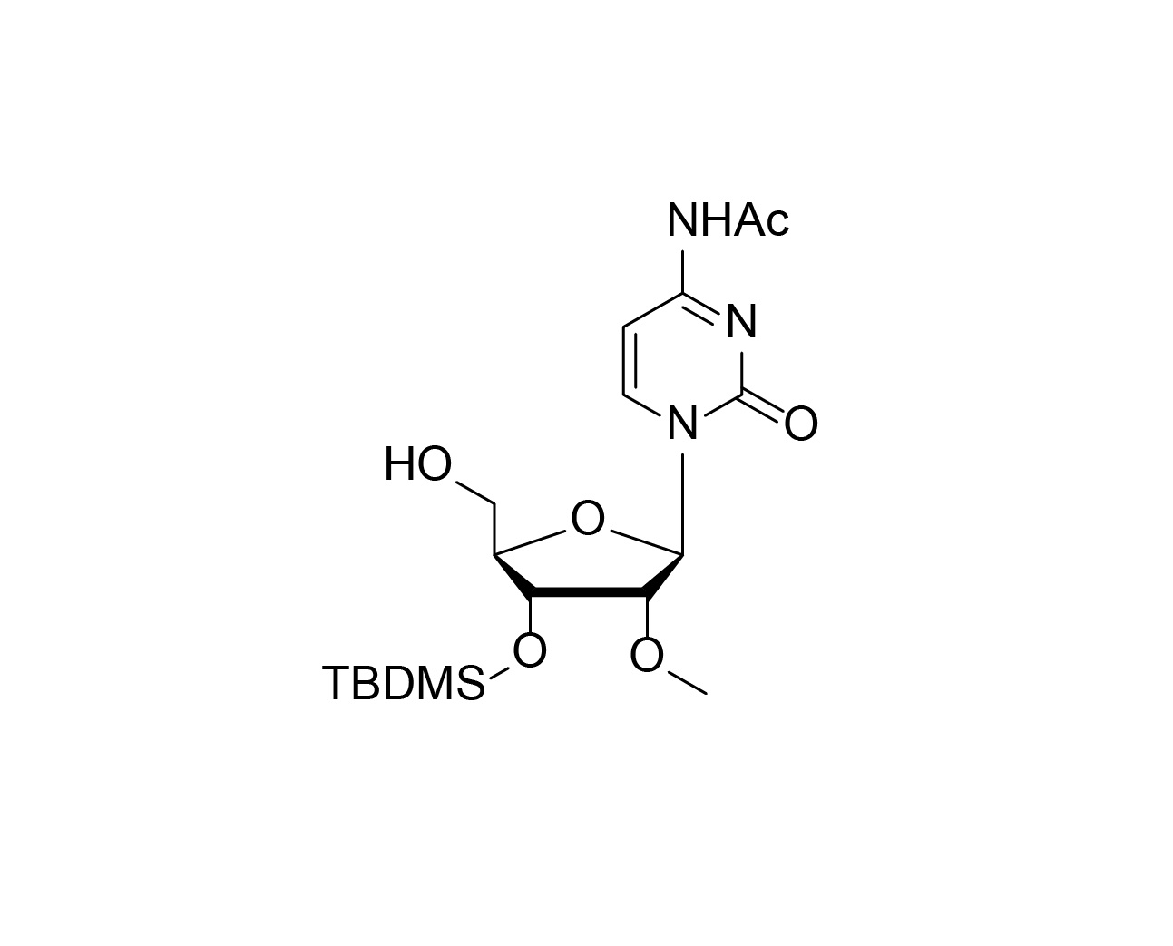 Structure of N4-acetyl-3'-O-TBDMS-2'-O-methylcytidine