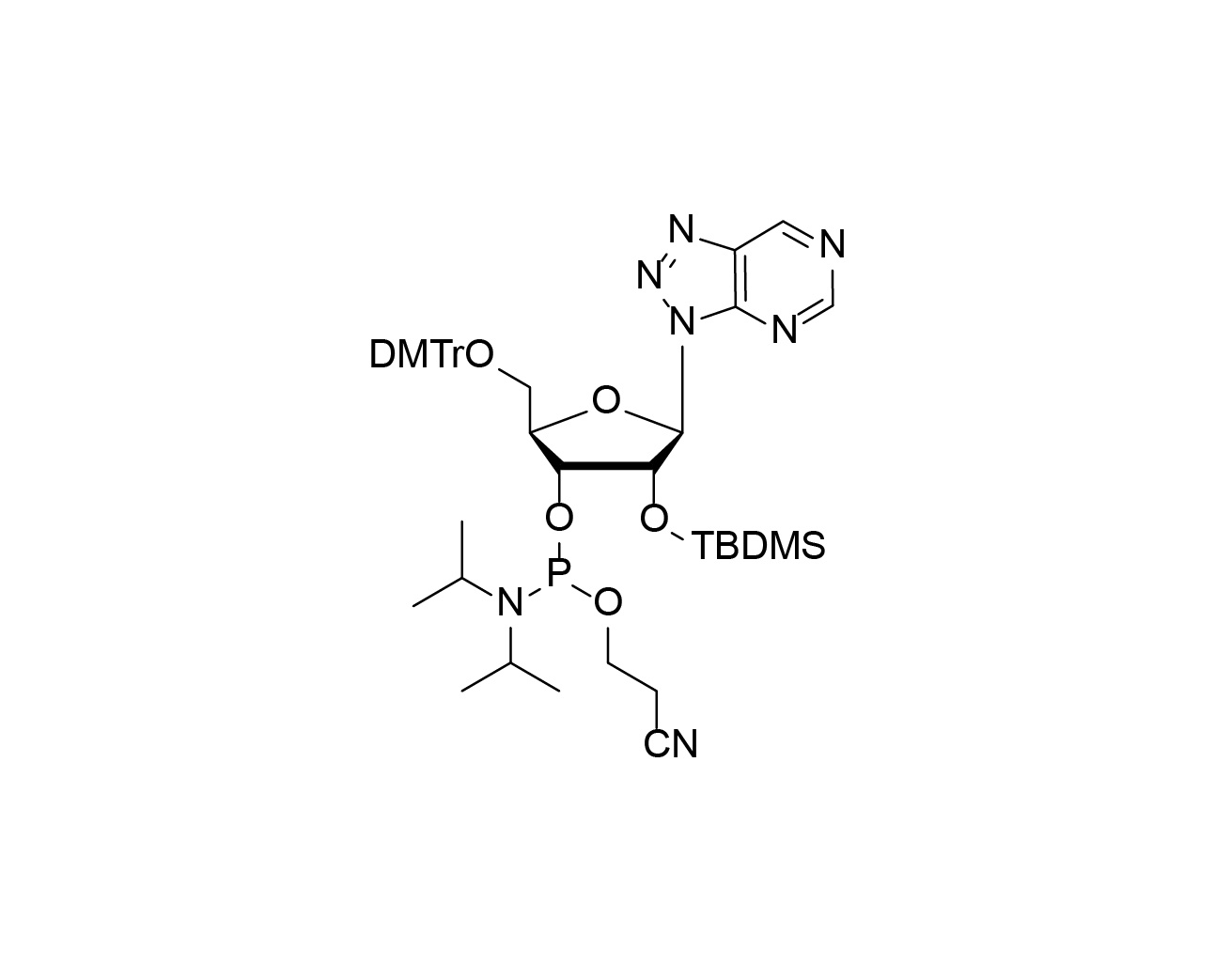 Chemical structure of protected 8-azanebularine RNA phosphoramidite