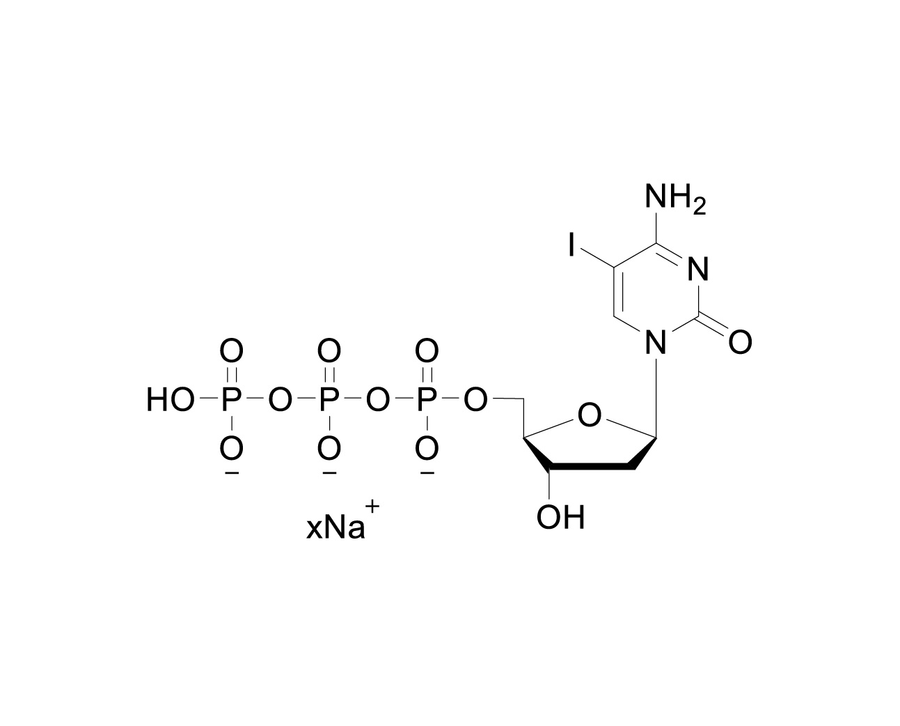 Chemical structure of 5-iodo-dCTP sodium salt with unspecified sodium stoichiometry