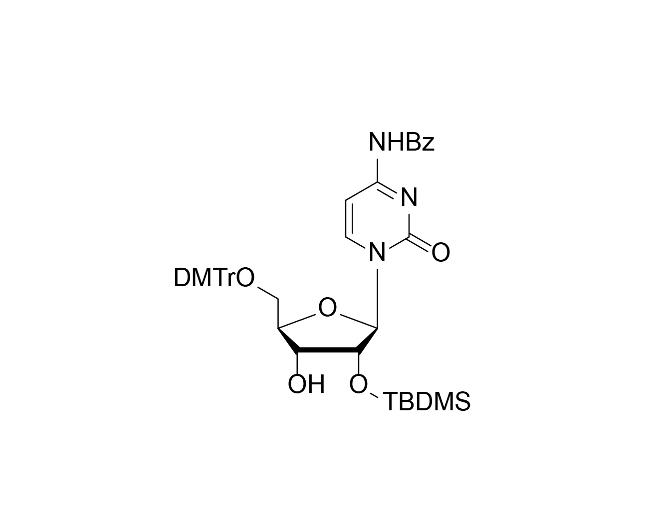 Structure of 5'-O-DMTr-N4-benzoyl-2'-O-TBDMS cytidine