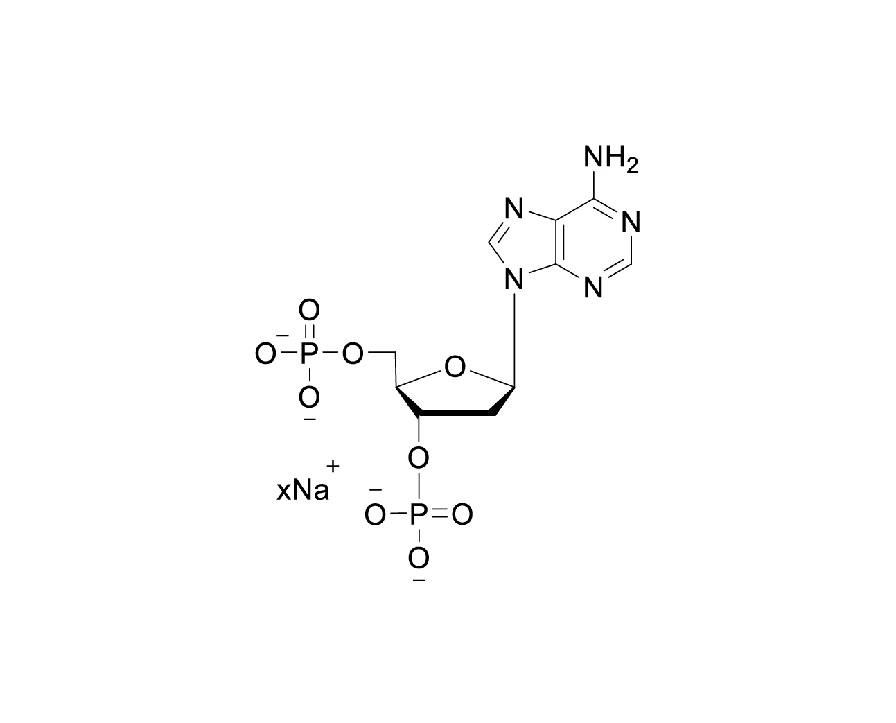 Chemical structure of 2'-deoxyadenosine-3',5'-diphosphate sodium salt