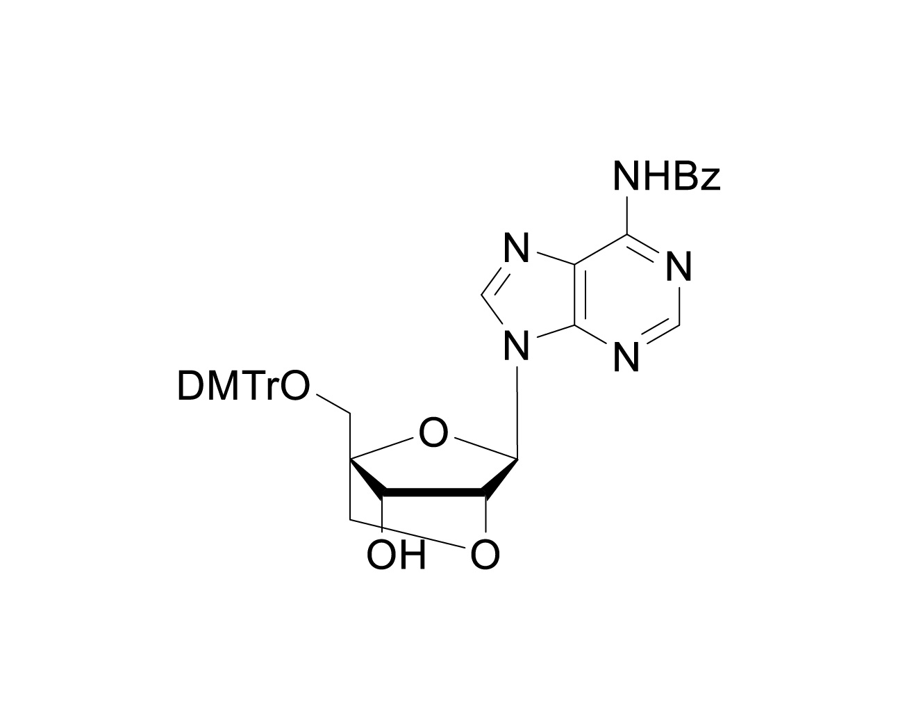 Structure of 5'-O-DMTr-N6-benzoyl-LNA adenosine