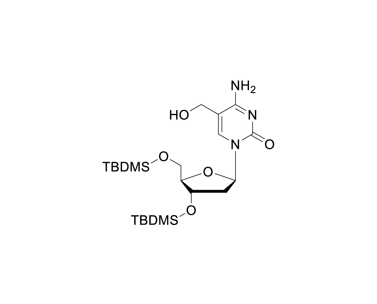 Structure of 3',5'-O-bis-TBDMS-5-(hydroxymethyl)-2'-deoxycytidine