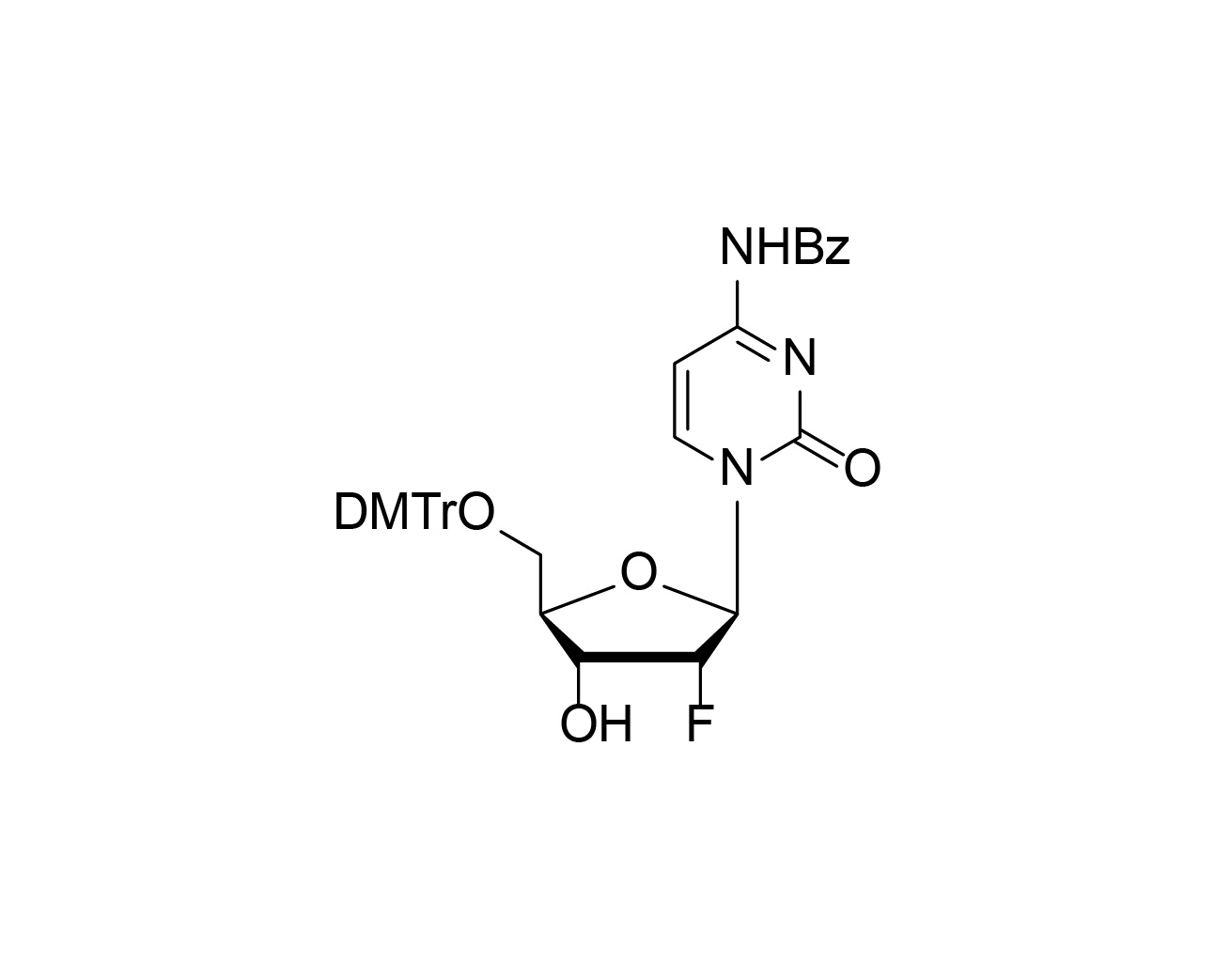 Structure of 5'-O-DMTr-N4-benzoyl-2'-fluoro-2'-deoxycytidine