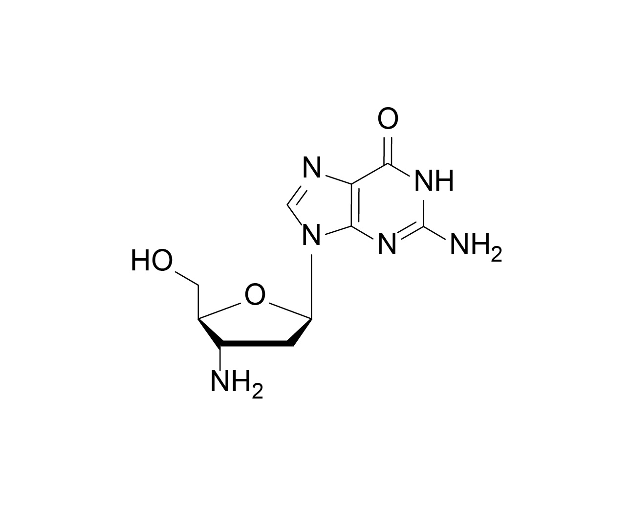 Structure of 3'-amino-2',3'-dideoxyguanosine