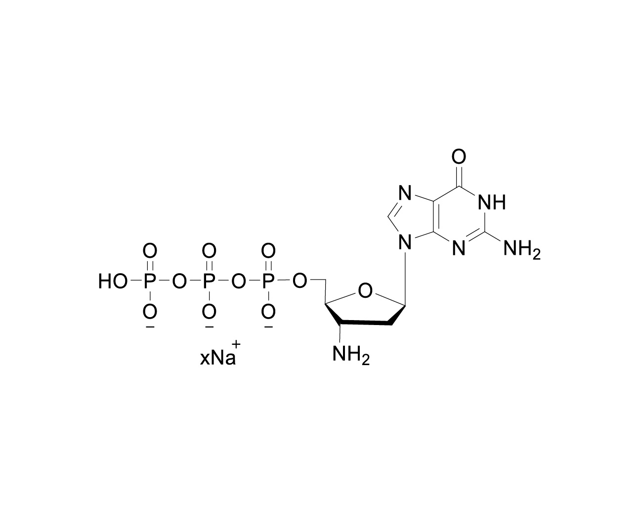 Chemical structure of 3'-Amino-3'-deoxy-dGTP Sodium Salt