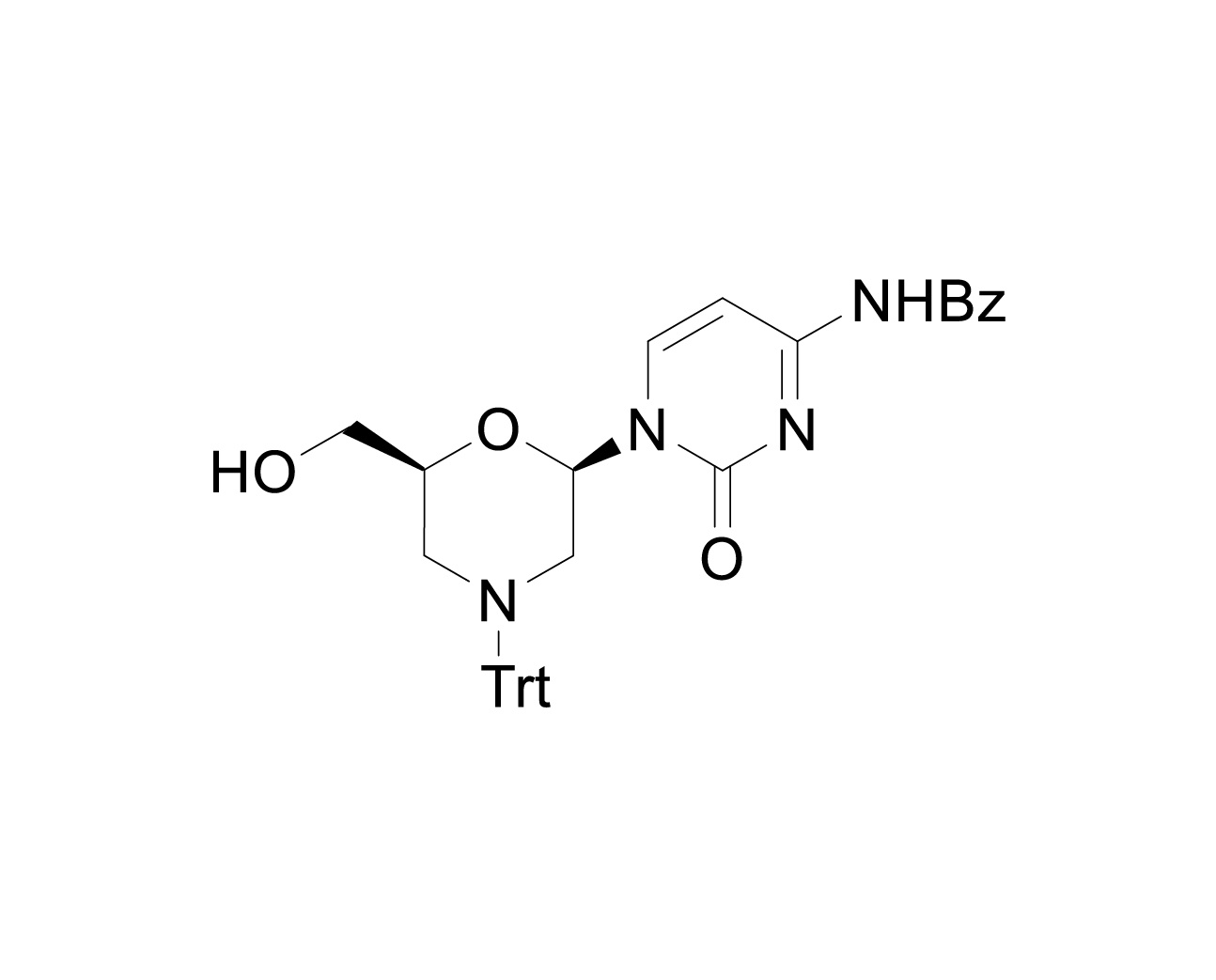 Structure of N4-benzoyl-7'-hydroxy-N-trityl morpholino cytosine
