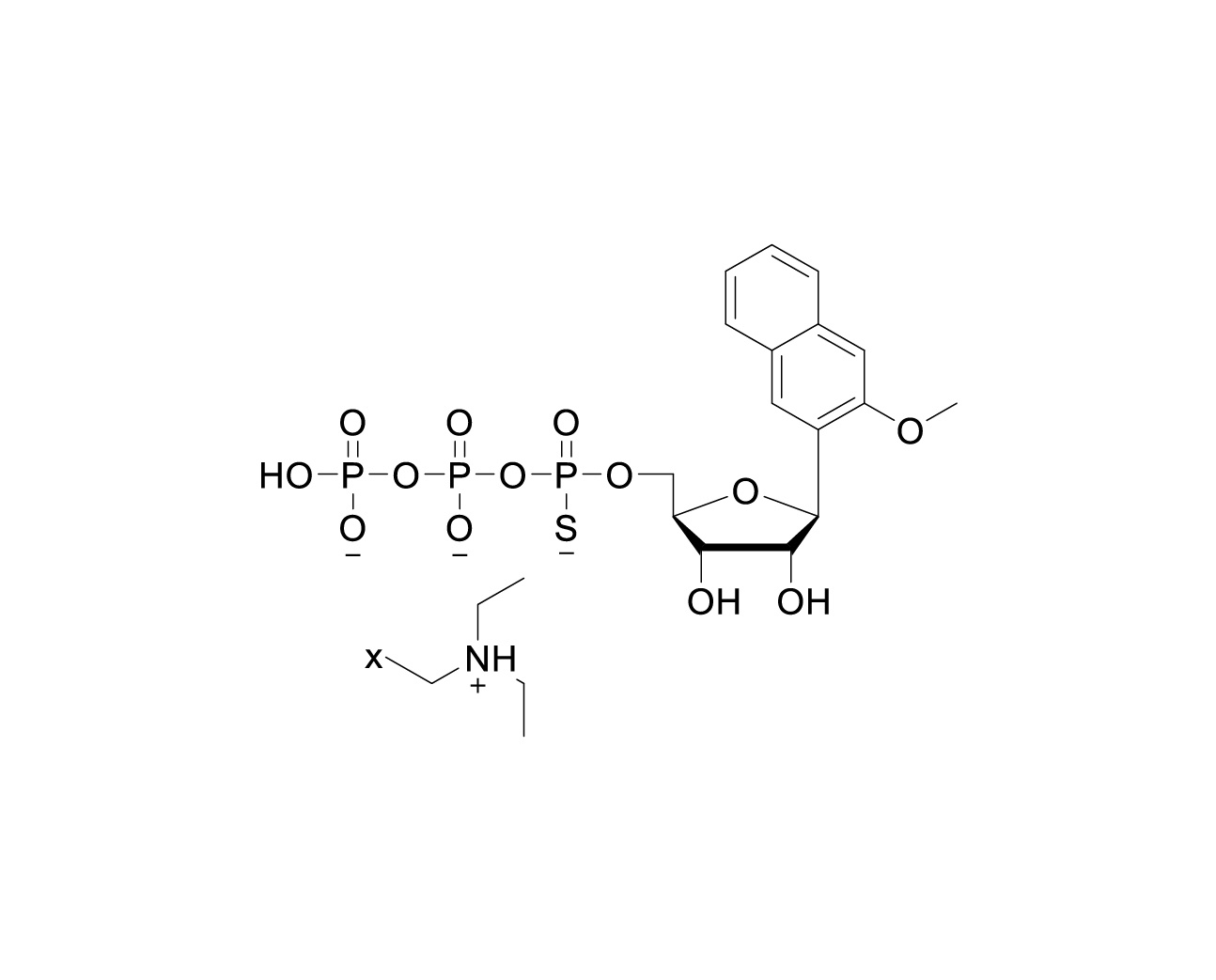 Structure of NaMTP alpha-phosphorothioate TEA salt