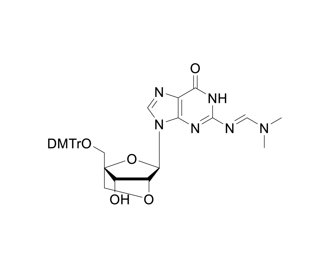 Structure of 5'-O-DMTr-N2-dimethylformamidine-LNA guanosine