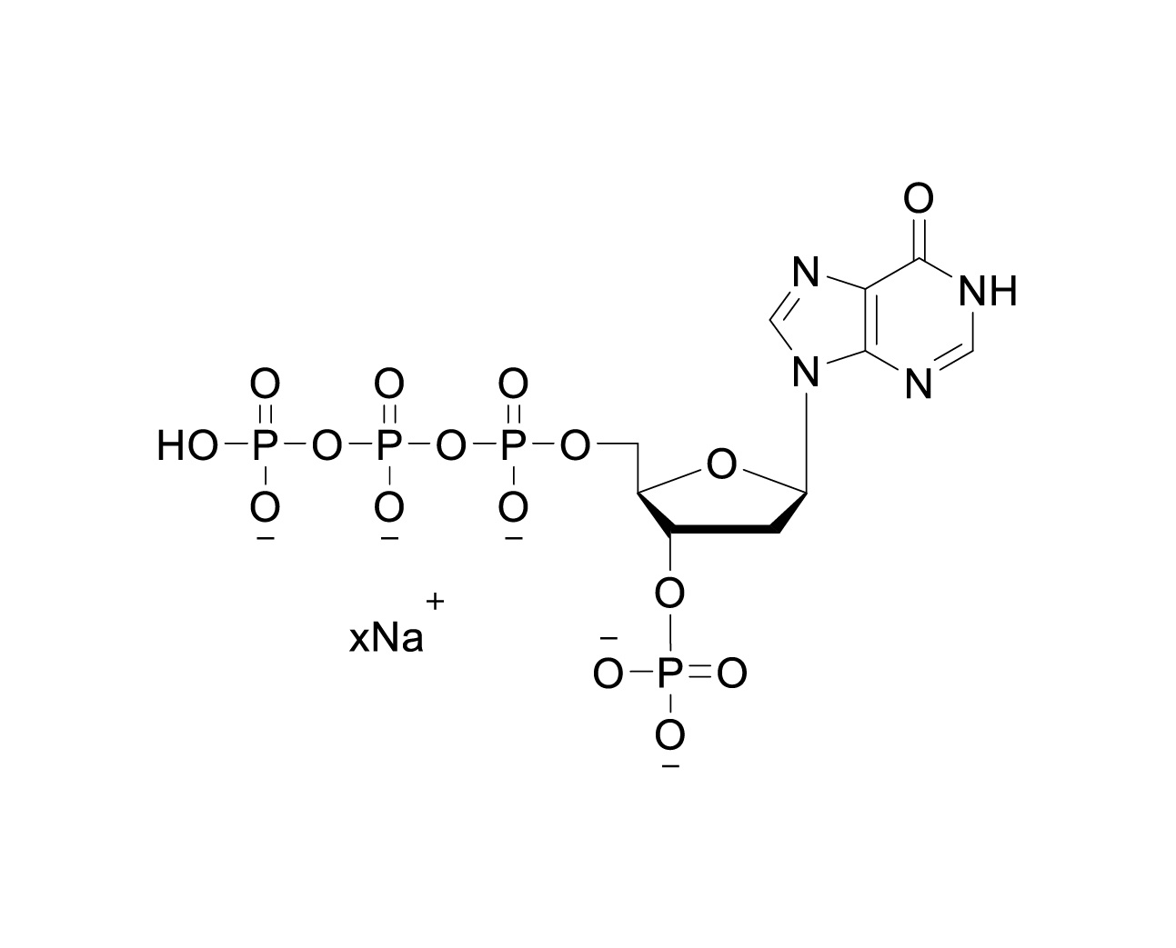 Chemical structure of 3'-P-dITP sodium salt with unspecified sodium stoichiometry