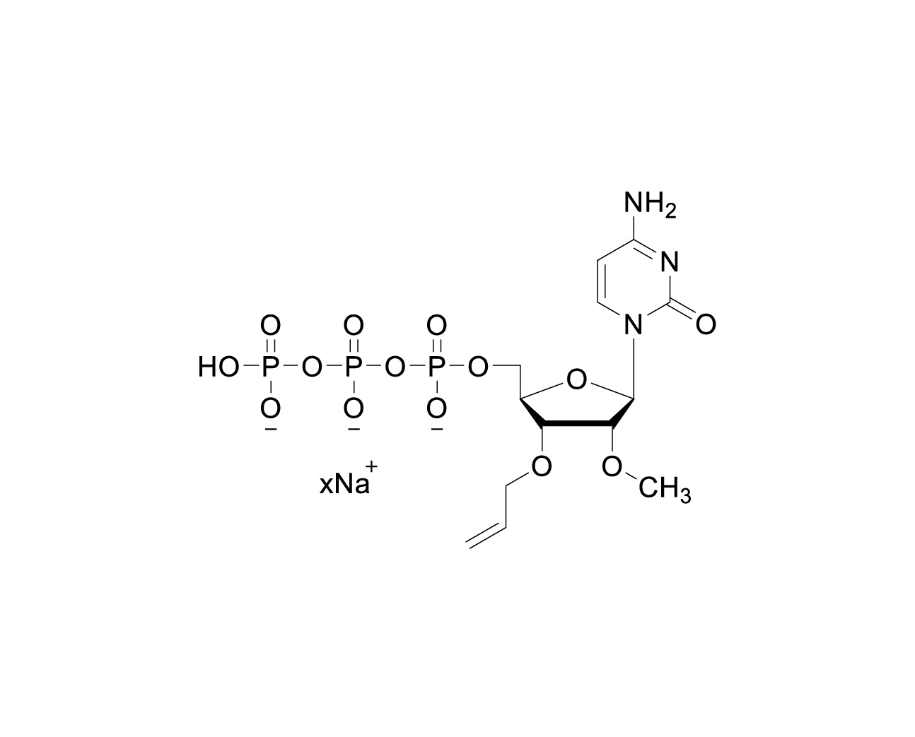 Structure of 3'-O-allyl-2'-O-methyl-CTP sodium salt