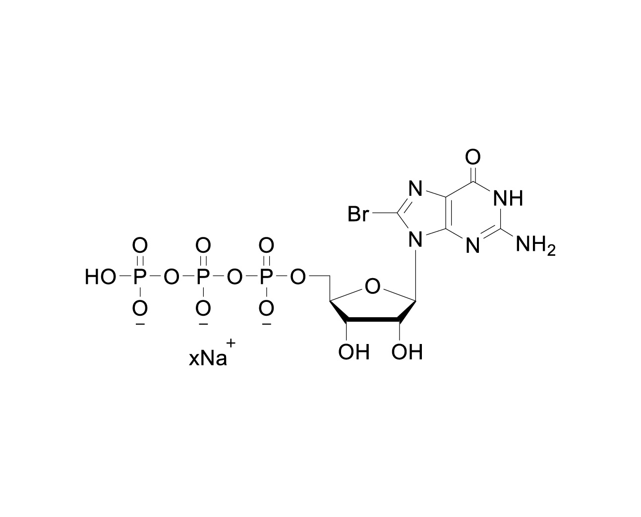 Structure of 8-bromoguanosine 5'-triphosphate sodium salt