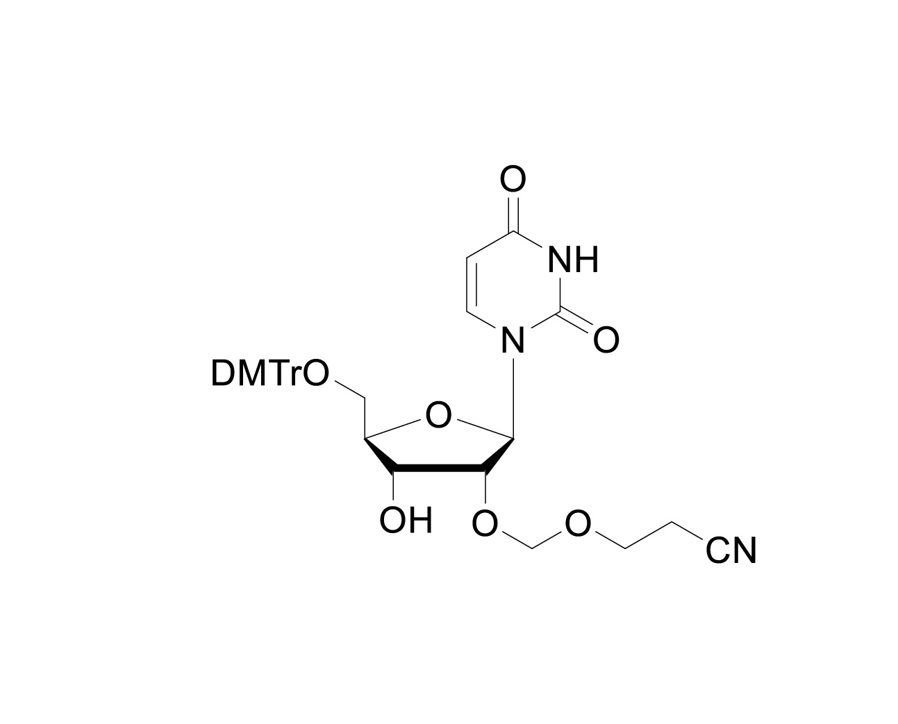 Structure of 5'-O-DMTr-2'-O-(2-cyanoethoxymethyl)-rU