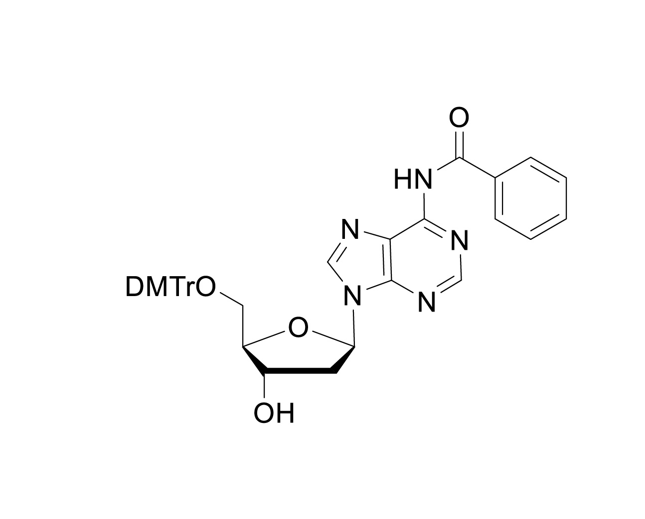 Structure of N6-benzoyl-5'-O-DMTr-2'-deoxyadenosine