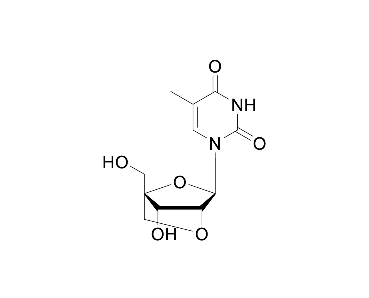 Structure of 2'-O,4'-C-methylene locked thymine nucleoside