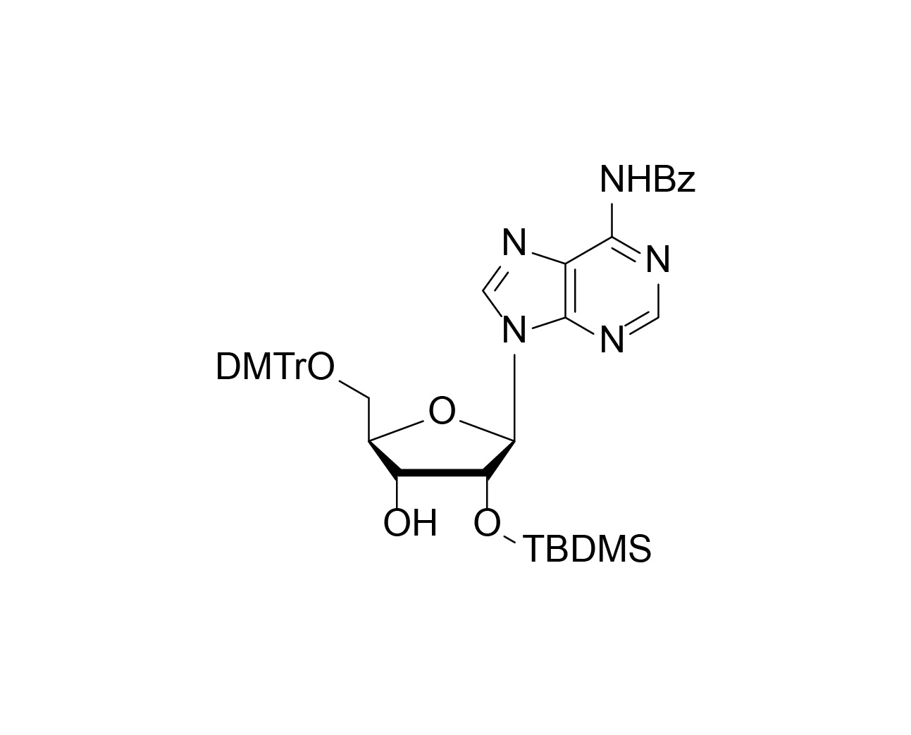 Structure of 5'-O-DMTr-N6-benzoyl-2'-O-TBDMS adenosine