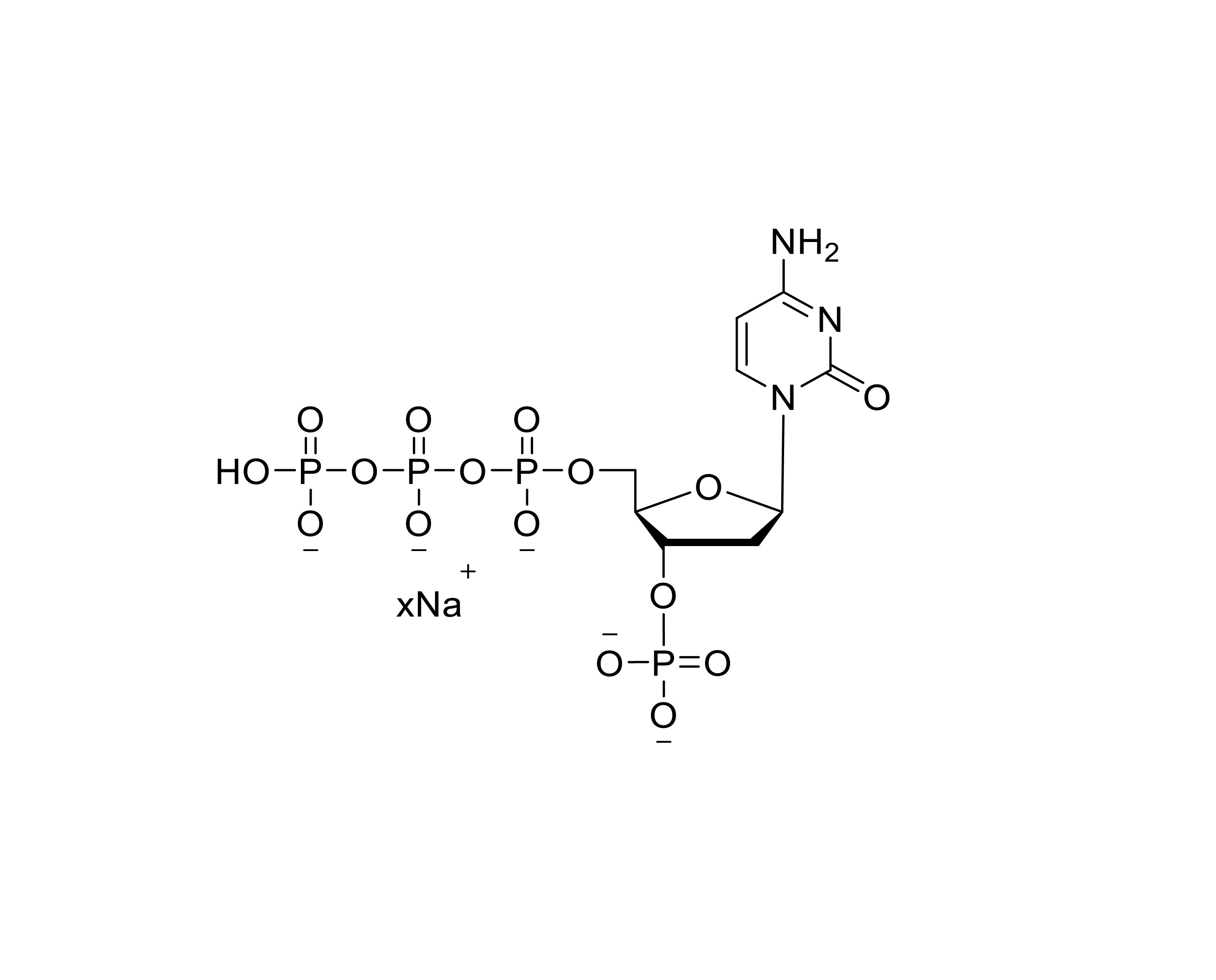 Chemical structure of 3'-P-dCTP sodium salt with unspecified sodium stoichiometry