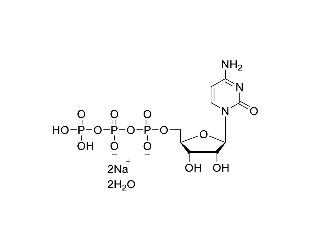 Structure of cytidine 5'-triphosphate disodium salt dihydrate