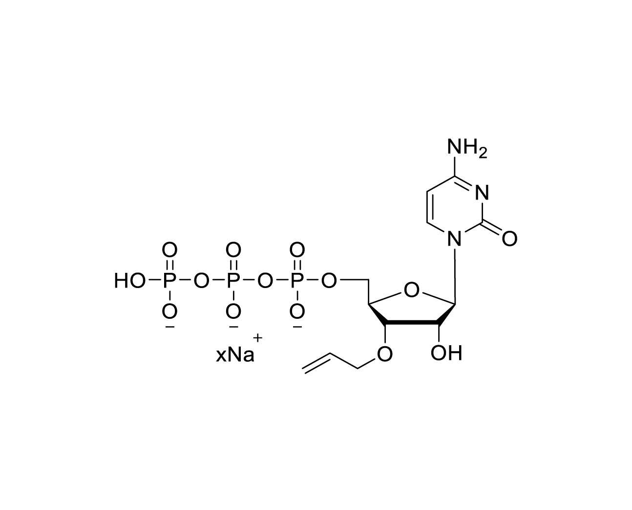 Structure of 3'-O-allyl-CTP sodium salt