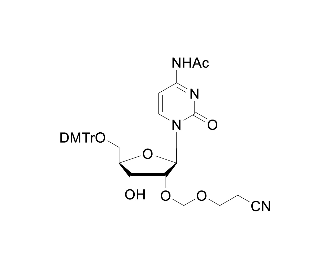 Structure of 5'-O-DMTr-2'-O-(2-cyanoethoxymethyl)-rC(Ac)